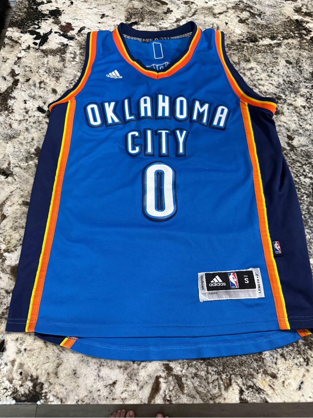 adidas Royal Blue NBA Swingman Jersey with Orange and Yellow Trim
